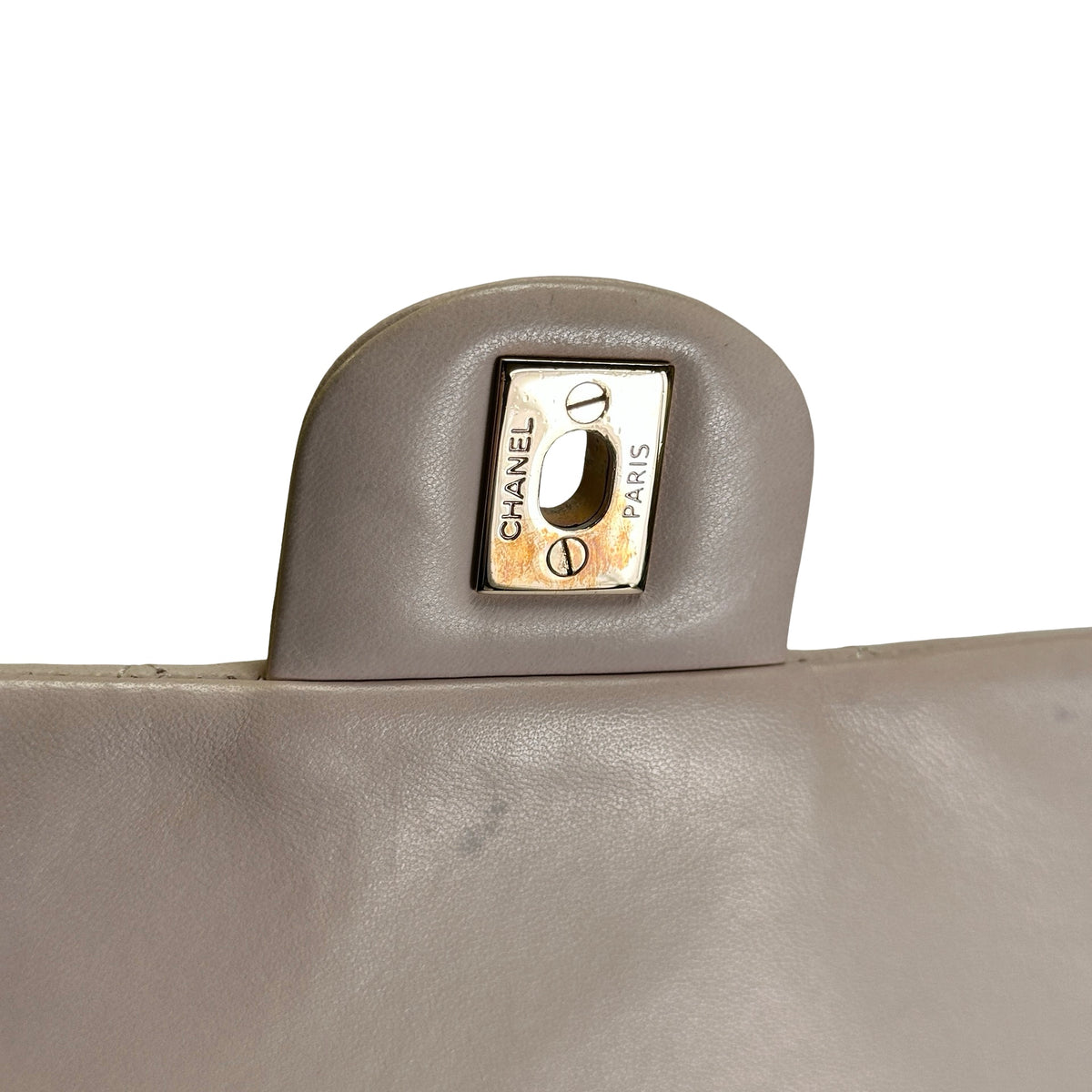 Used CHANEL Lambskin Flap Bag Chain Shoulder Bag Light Peach GHW
