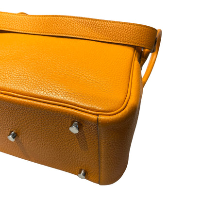 Used HERMÈS Clemence leather Lindy 26 Cross Body Bag PHW Orange (93)