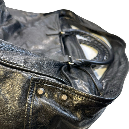 Used BALENCIAGA Leather Solid City Bag Handbag Black PHW