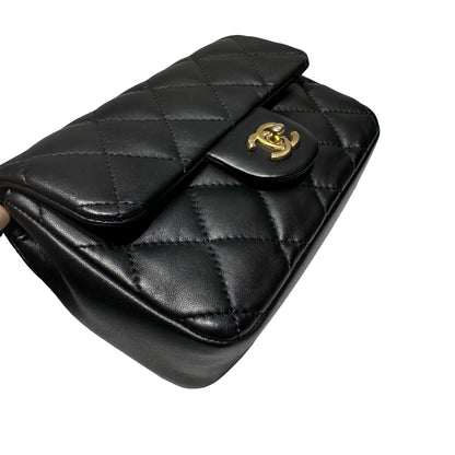 Used CHANEL Mini flap 17cm Chain Shoulder Bag Black GHW