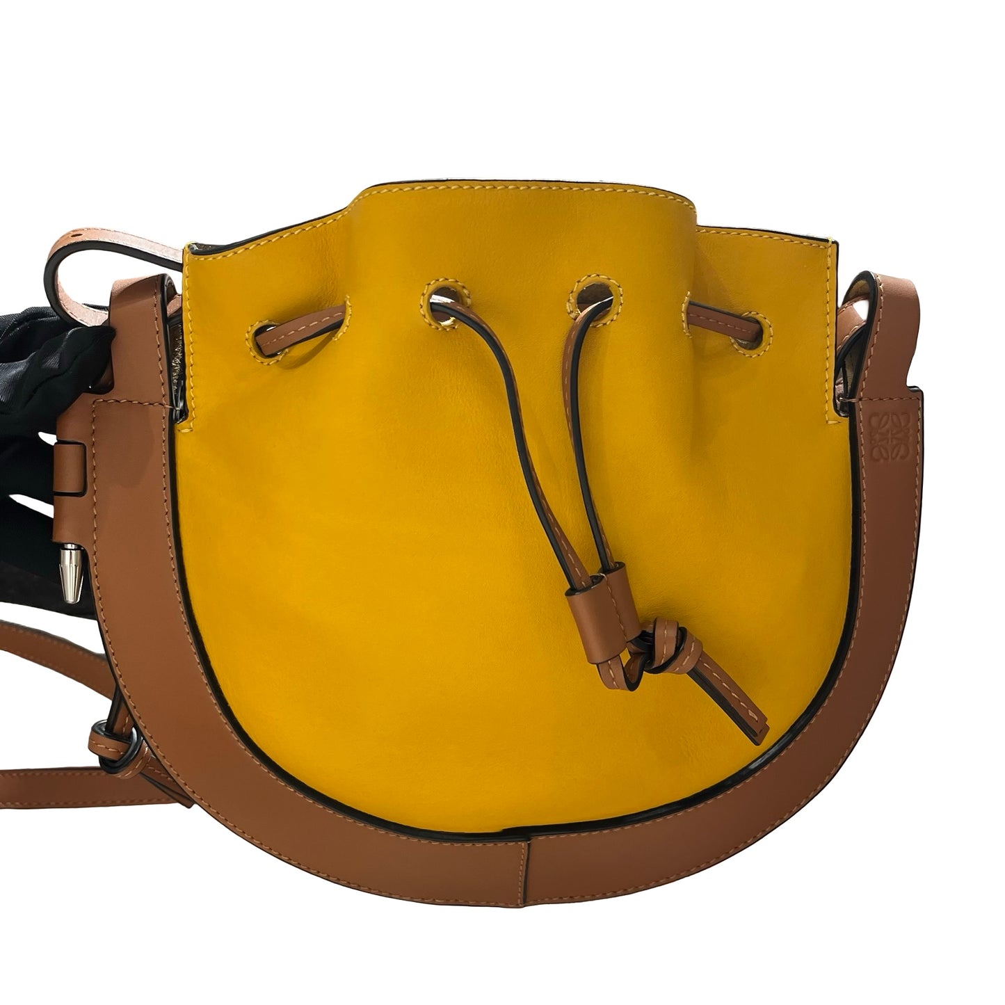 Used LOEWE Horseshoe Cross Body Bag Yellow Brown
