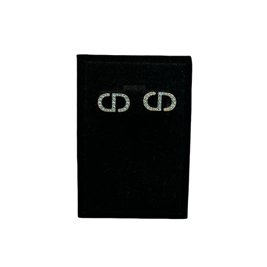 Used DIOR CD Earrings Gold，Blue