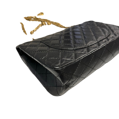 Used CHANEL Quilted Aged Calfskin 2.55 Small Chain Shoulder Bag Black Gold