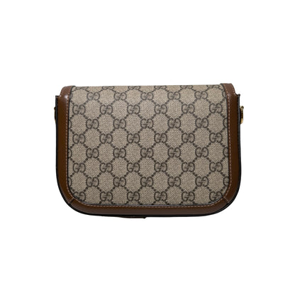 Used GUCCI GG CANVAS PVC Horsebit 1955 mini shoulder Shoulder Bag Brown GHW