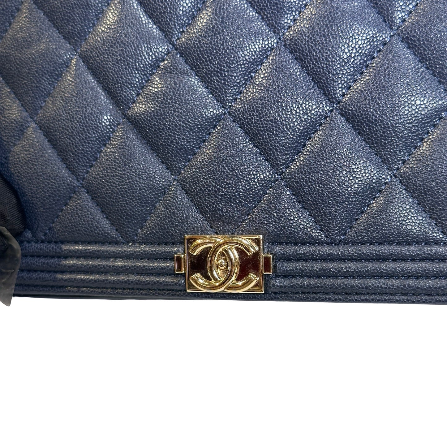 Used CHANEL Quilted BOY CHANEL WALLET ON CHAIN Wallet on chain Navy GHW