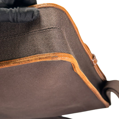 Used HERMES Canvas Leather Barda Shoulder Bag Brown