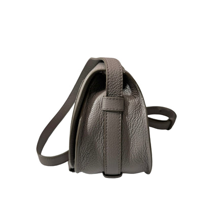 Used CHLOE Grained Calfskin Cross body bag Saddle Bag Grey
