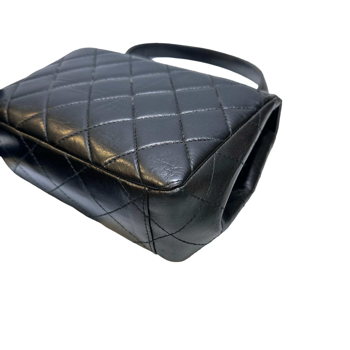 Used CHANEL Lambskin Leather Vintage Shoulder Shoulder Bag Black GHW