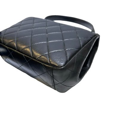 Used CHANEL Lambskin Leather Vintage Shoulder Shoulder Bag Black GHW