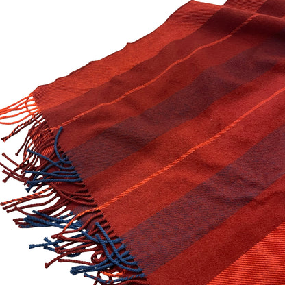 Used HERMES Stripes Poncho Clothes Red Orange Brown