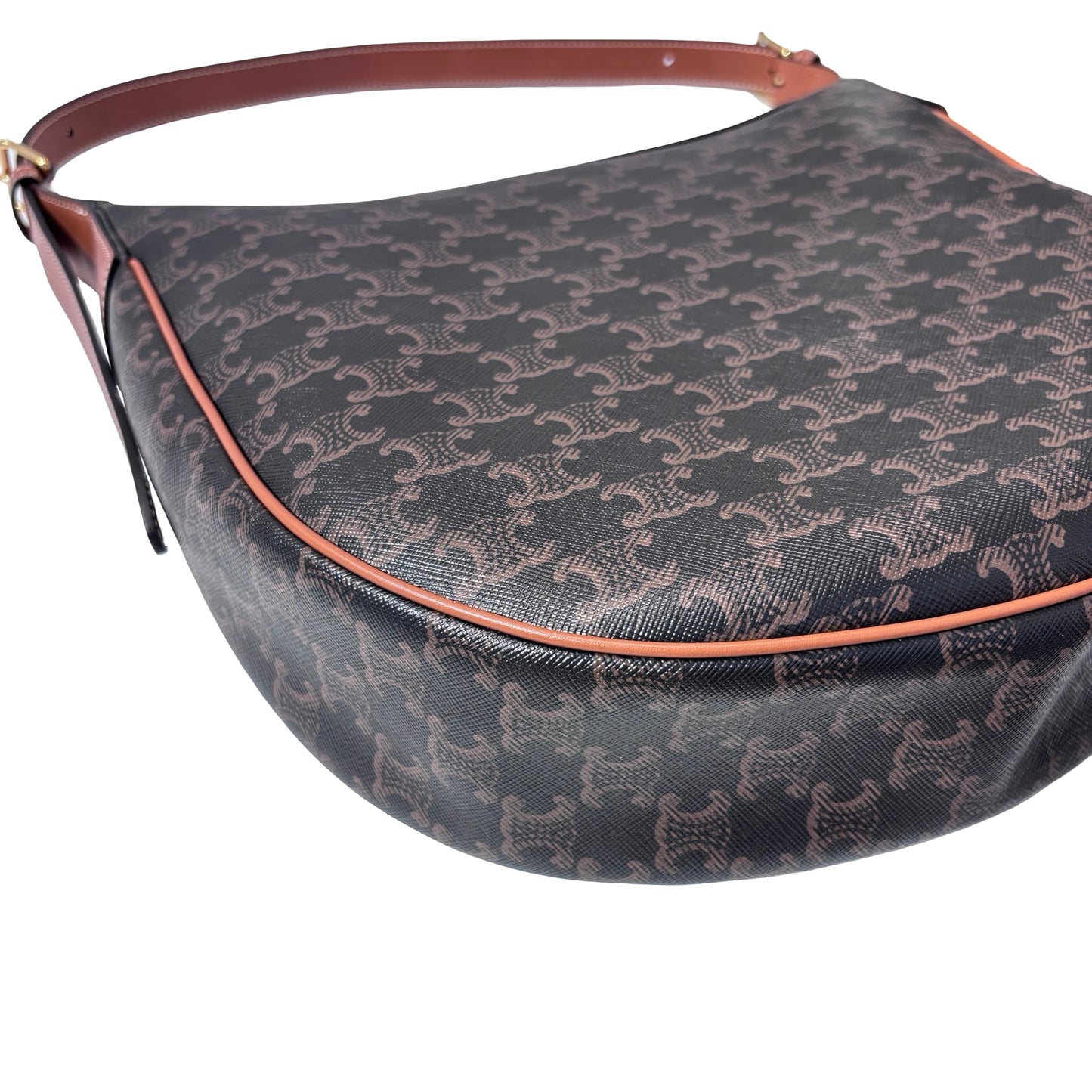 Used CELINE Canvas Heloise Triomphe Hobo Shoulder Bag Brown