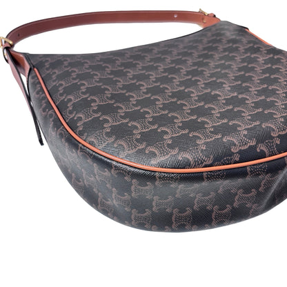 Used CELINE Canvas Heloise Triomphe Hobo Shoulder Bag Brown