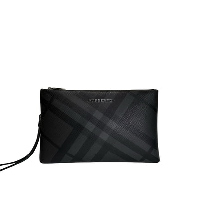 Used BURBERRY London Check Clutch Clutch Black Grey