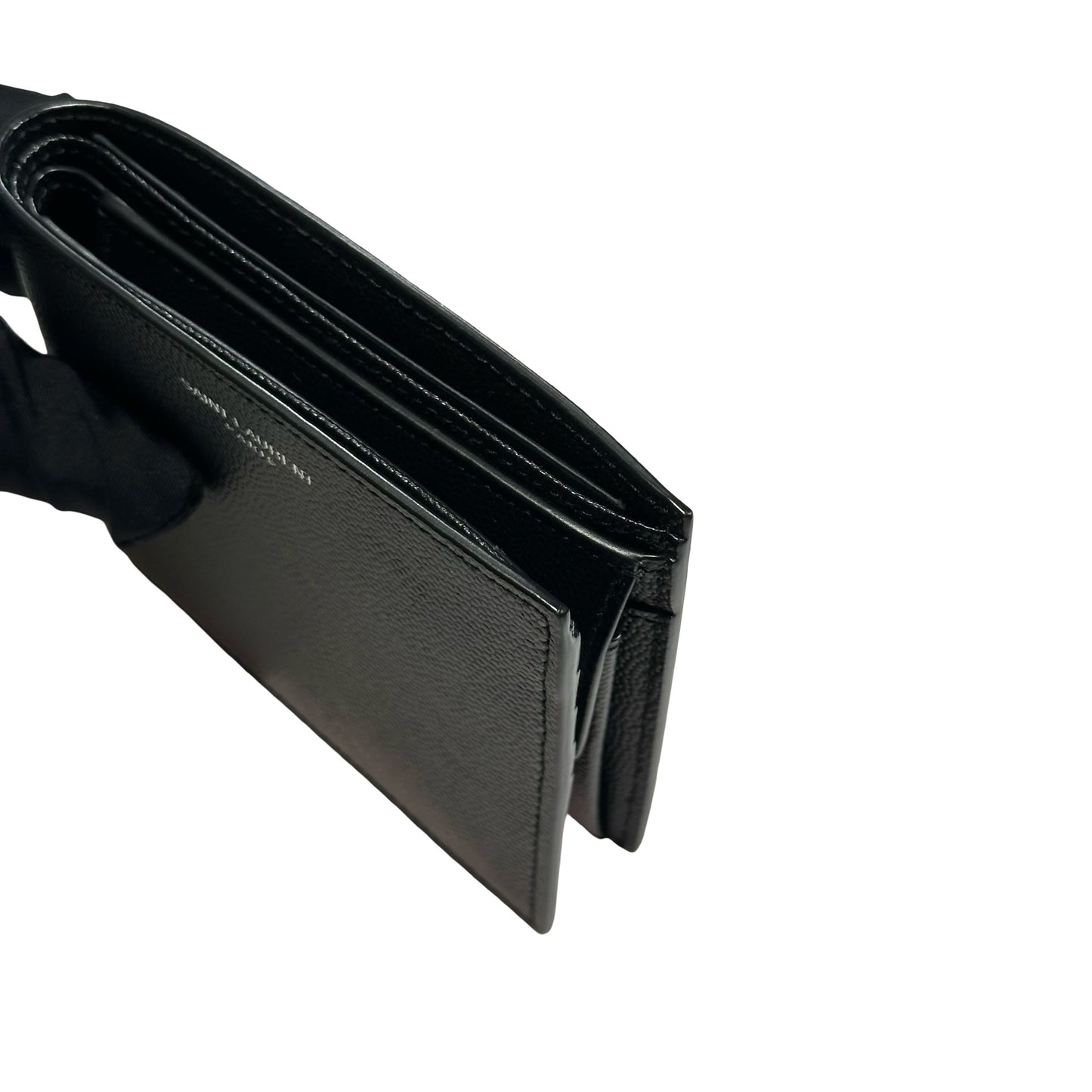 Unused SAINT LAURENT Calfskin Leather YSL PORTEFEUILLE HOMME(128Y)SL Wallet Black