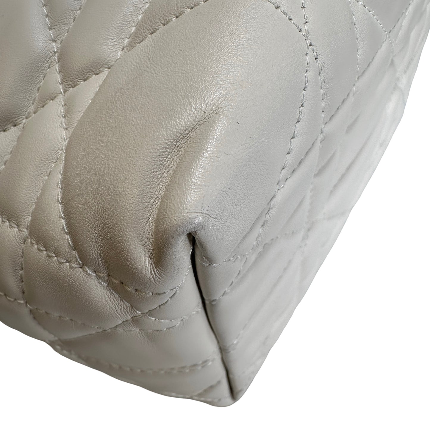 Used DIOR Lambskin Toujours Basket Bag White GHW