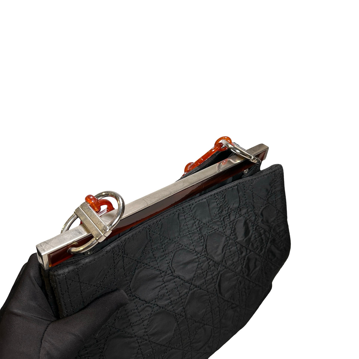 Used DIOR CANVAS Shoulder Bag Black
