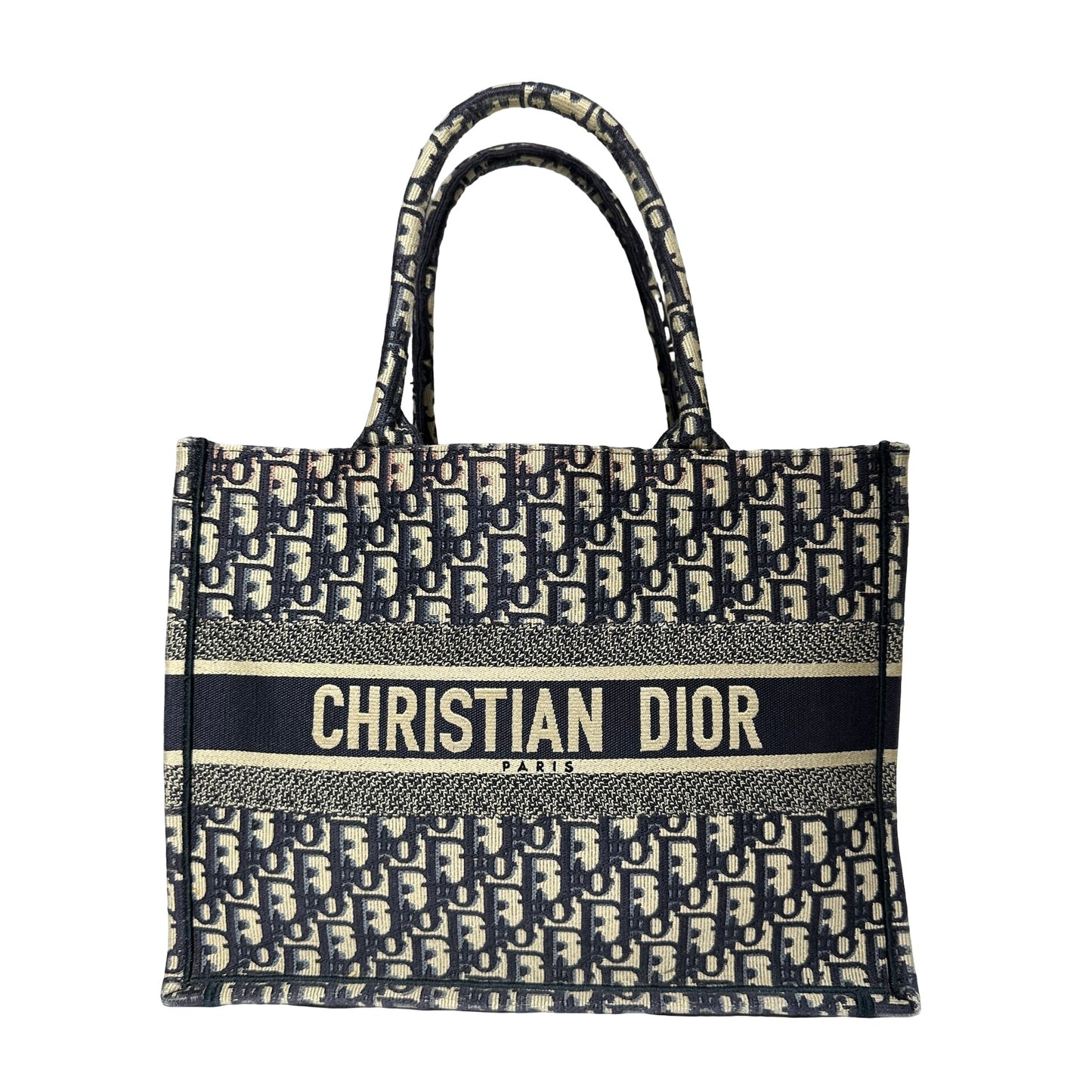 Used DIOR Canvas Used Dior Canvas Book Tote Tote Navy Blue Tote Bag Navy Blue