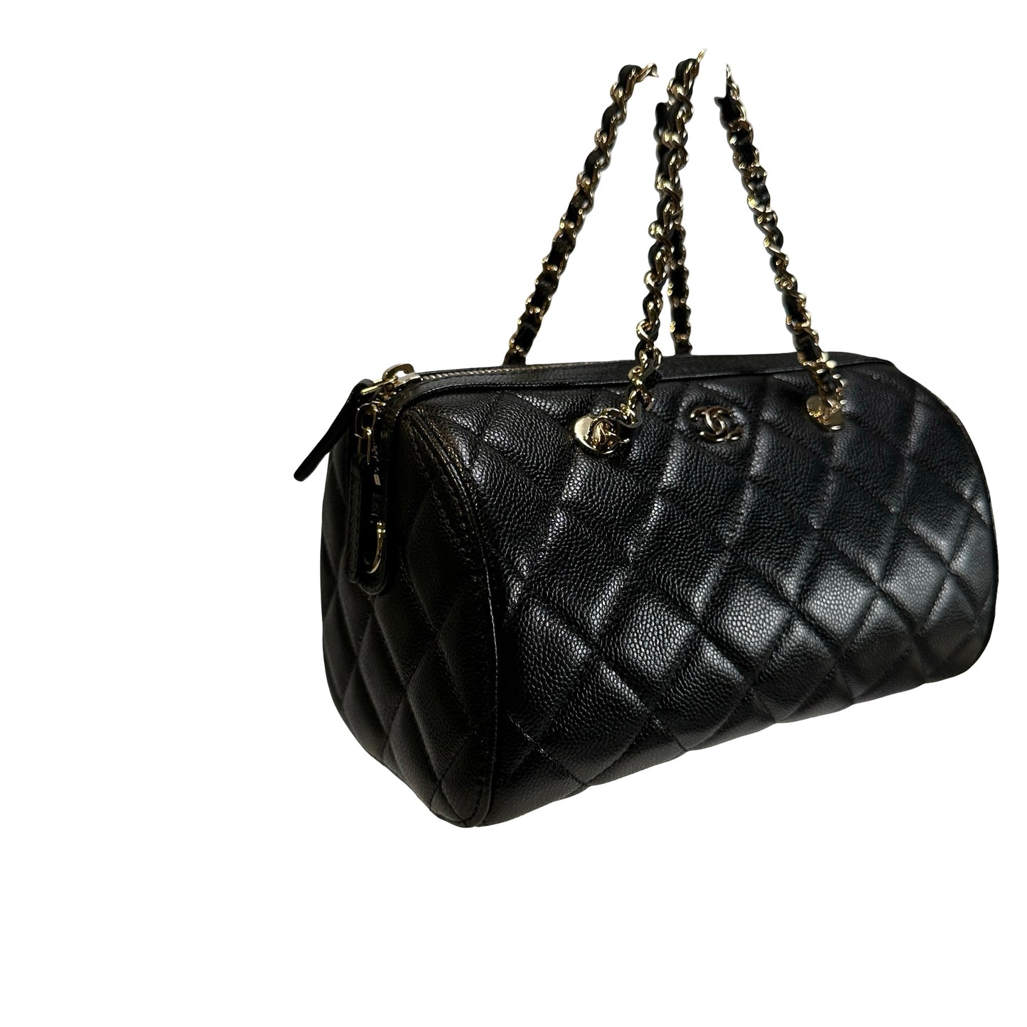 Used CHANEL Quilted Caviar leather Caviar Vanity Case Vanity case Black Gold