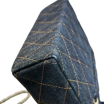 Used CHANEL Quilted Denim Denim Vanity Bag Vanity case Blue