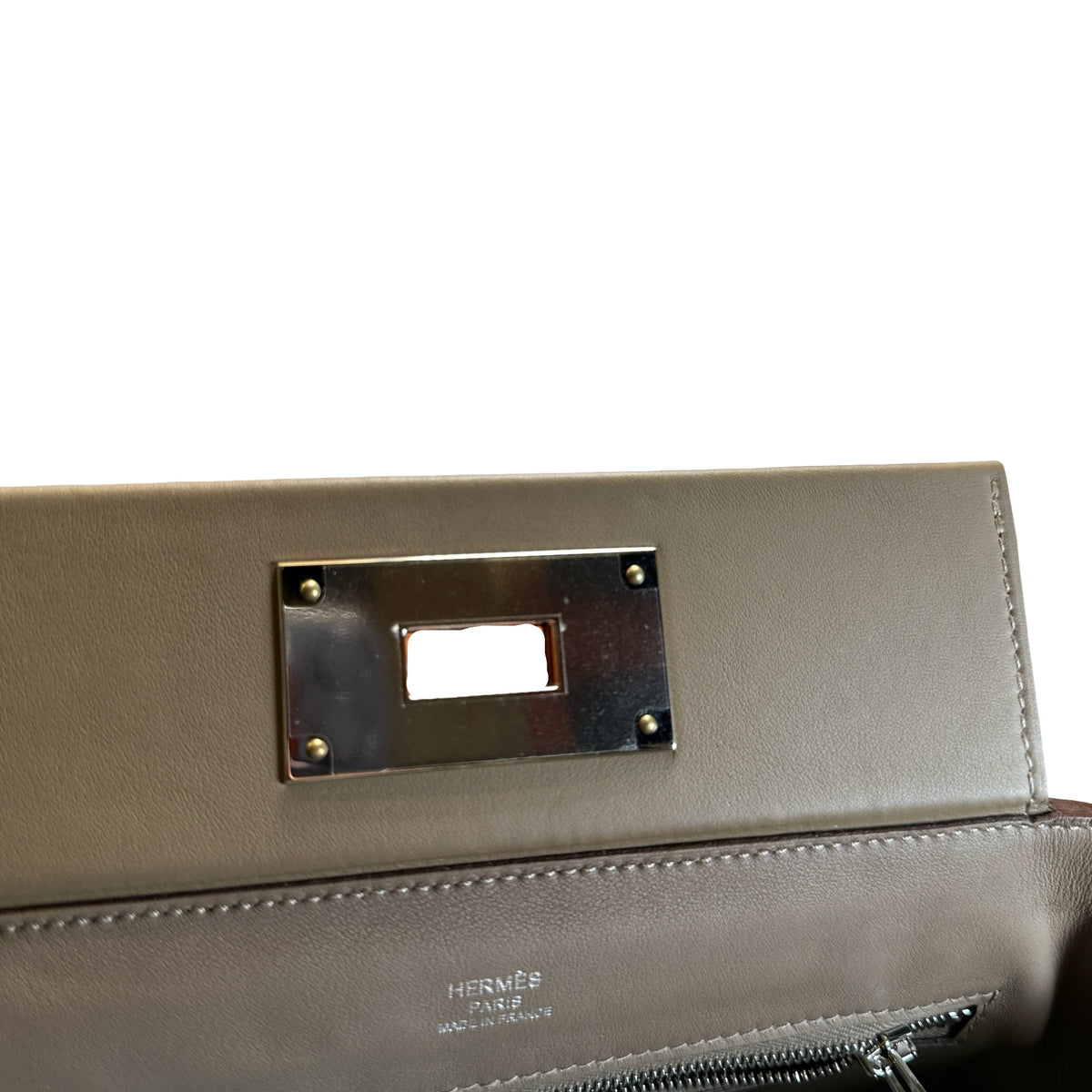Used HERMES Togo Leather Mini 2424 Handbag ETOUPE/ETOU PHW