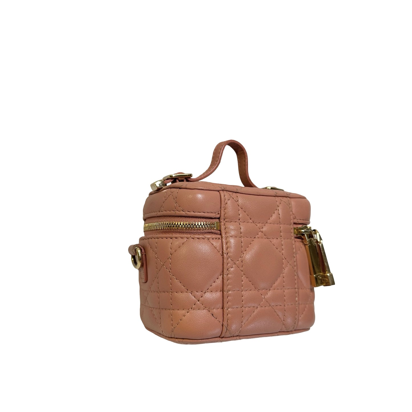 Used DIOR Cannage Cannage Vanity case Pink，GHW