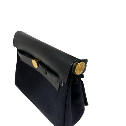 Brand New HERMES Toile Herbag Two Way Shoulder Bag Black Noir