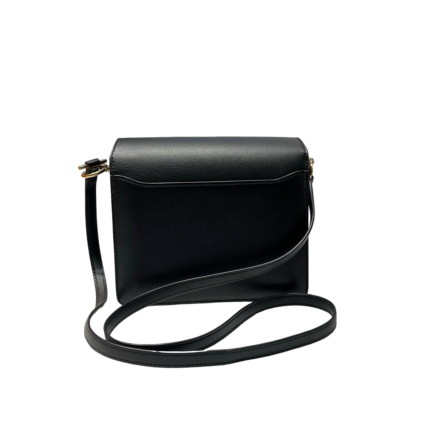 Used HERMÈS Calfskin Leather Roulis mini Shoulder Bag Black GHW