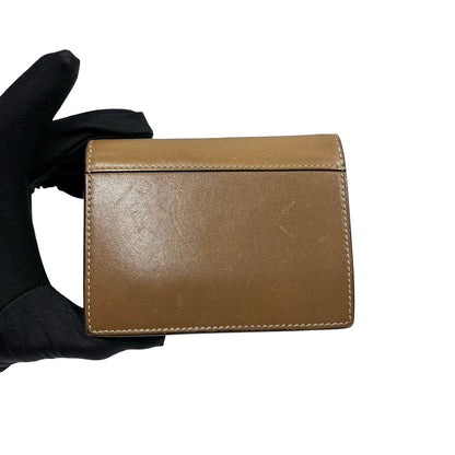 Used CELINE Smooth Leather Envelope Cardholder Card case Brown White