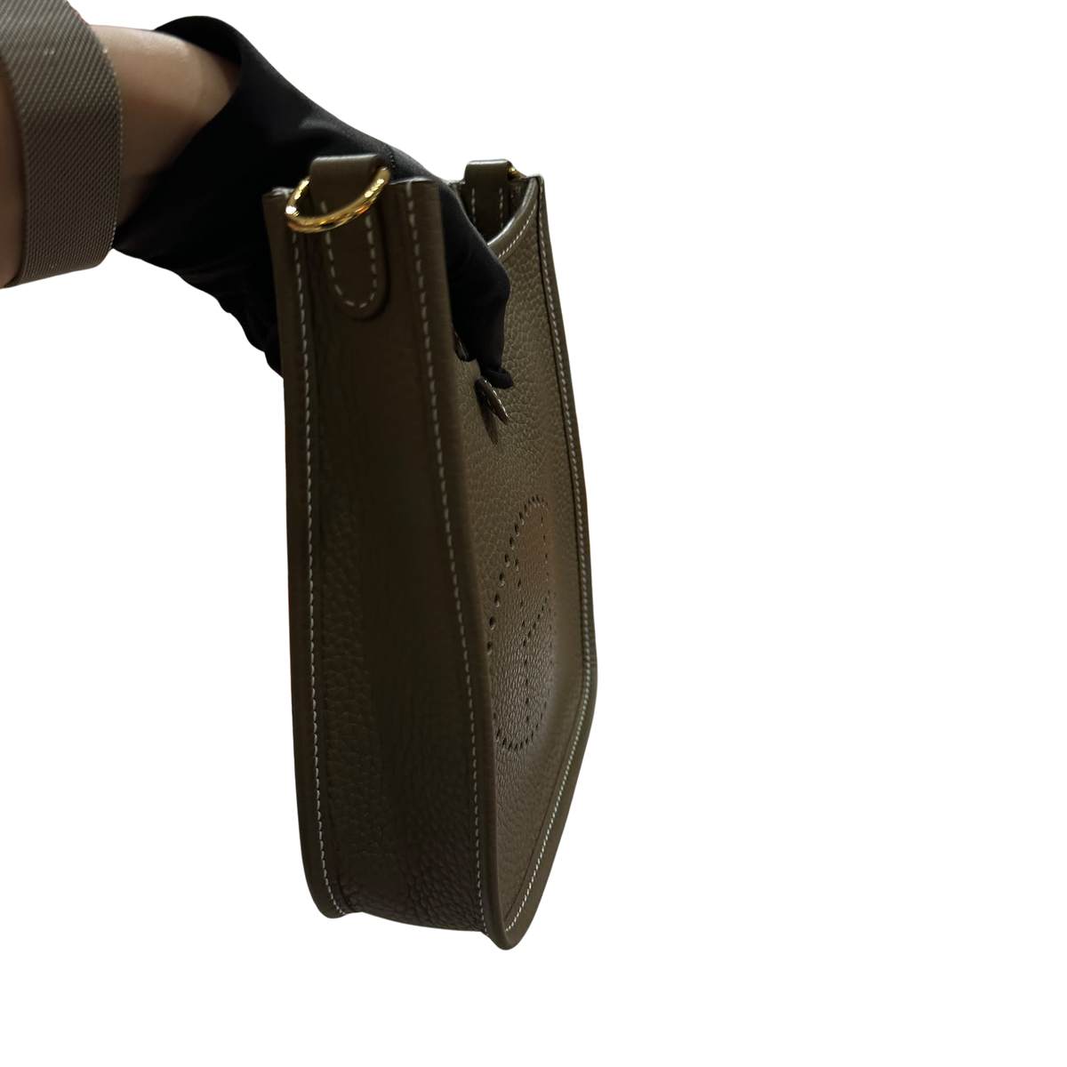 Brand New HERMES Clemence Evelyne Crossbody Bag Etoupe