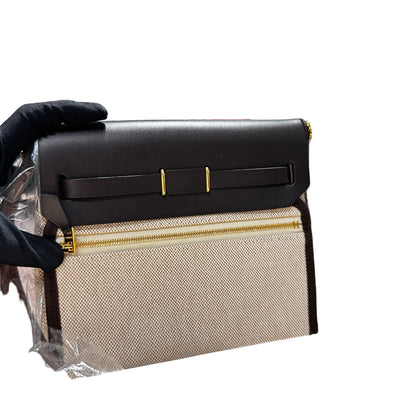 New Hermès Mini Herbag Cross Body Bag Brown GHW