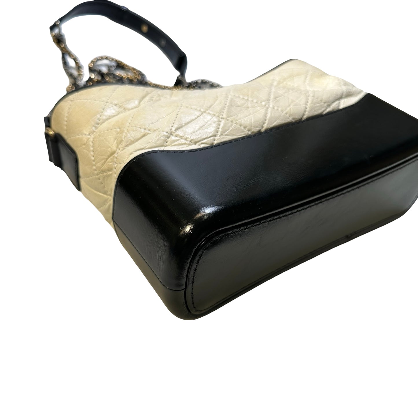 Used CHANEL Quilted Calfskin Gabrielle Hobo Bag White Black