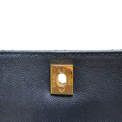 Used CHANEL Caviar Quilted Quilted Shoulder Bag Black Gold