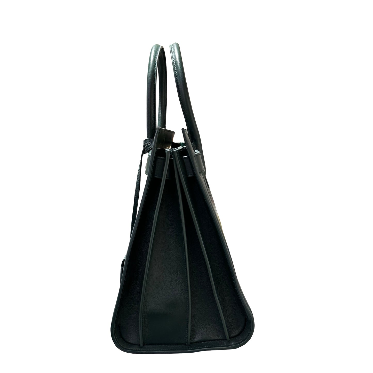 Used Saint Laurent Calfskin Leather Sac de Jour Tote Bag Green GHW