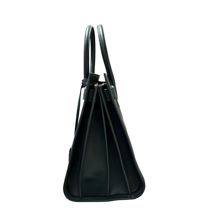 Used Saint Laurent Calfskin Leather Sac de Jour Tote Bag Green GHW