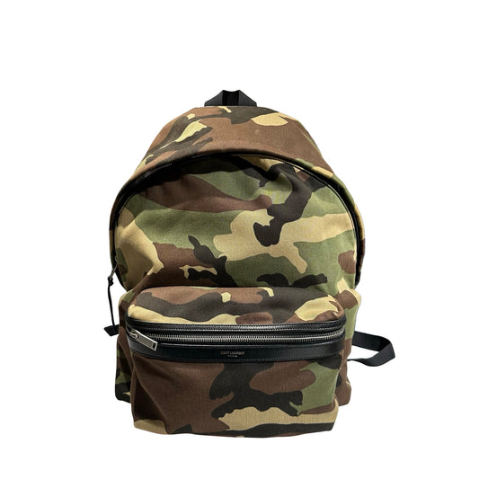 Used Saint Laurent Canvas Backpack Dark Green Black