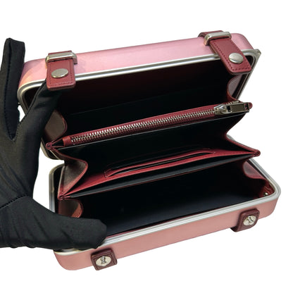Used DIOR Aluminum Personal Clutch Crossbody Bag Pink