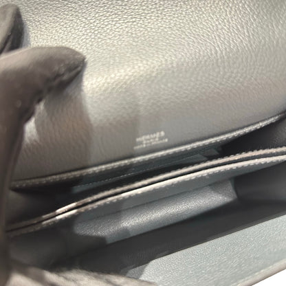 Used Hermès Clemence leather MINI ROULIS Shoulder Bag Gray PHW