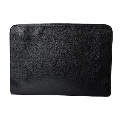 Used Chanel Calfskin Leather Clutch Black GHW