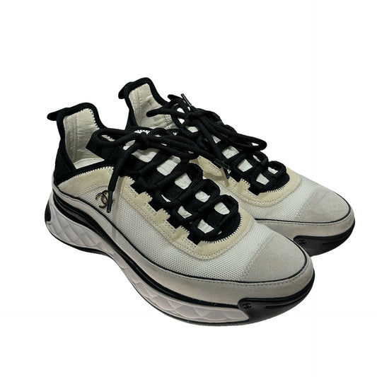 Used CHANEL Sneakers Shoes Black White