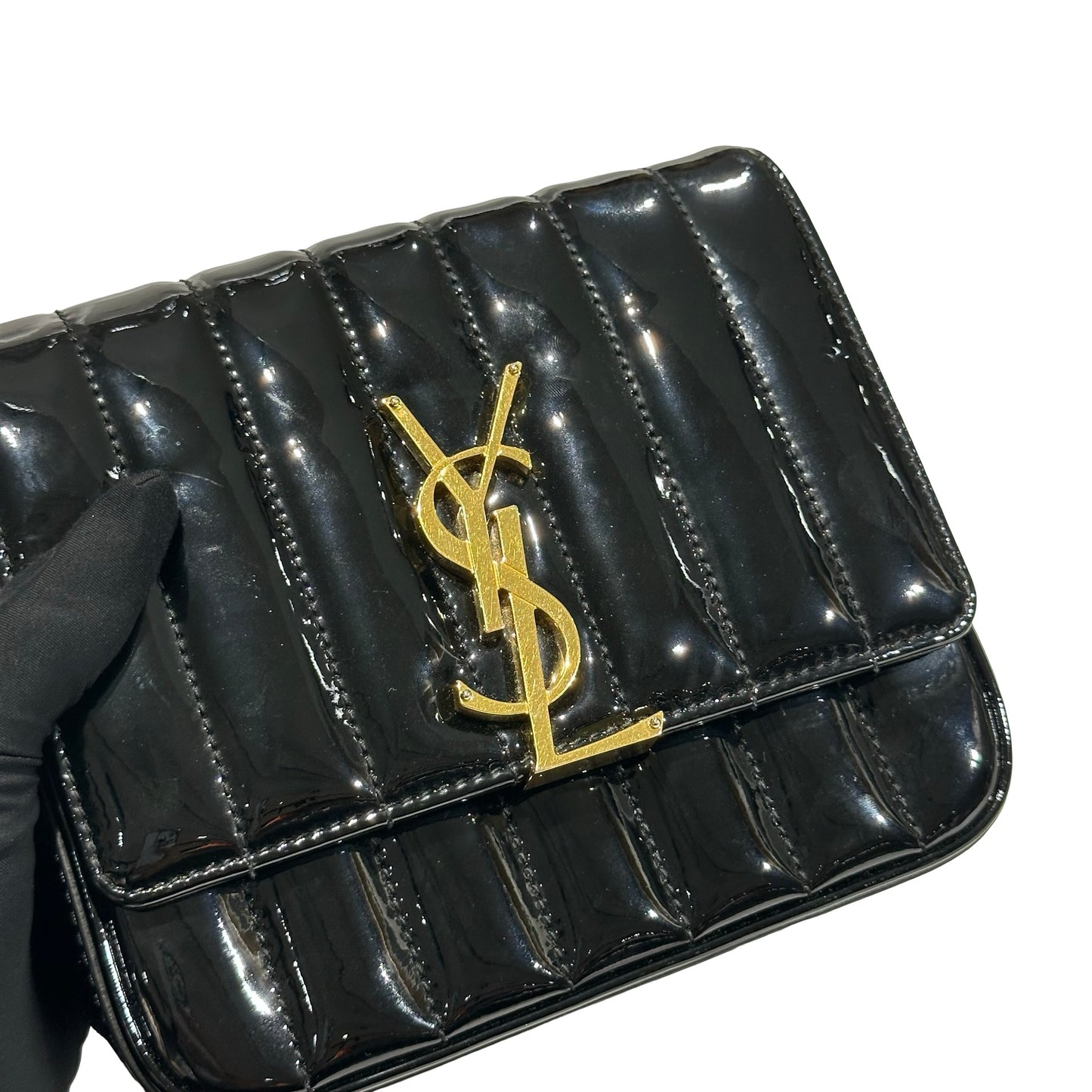 Used SAINT LAURENT Cross Body Bag Black GHW
