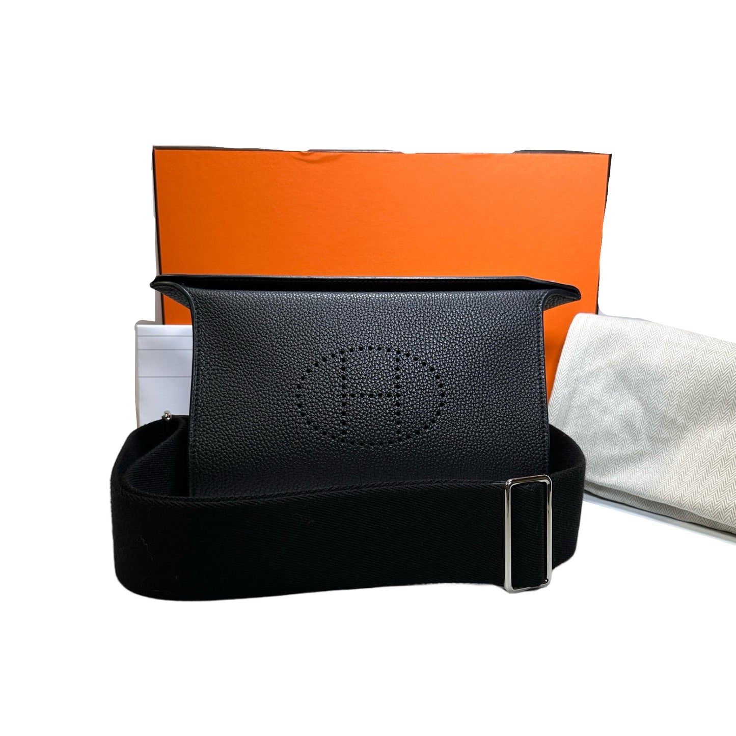 Used HERMES Togo Evelyne Crossbody Bag Black PHW