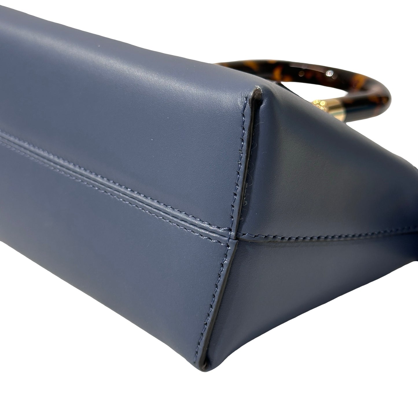 Used FENDI Leather By The Way Handbag Blue GHW