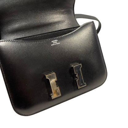 Used HERMES Solid color Constance Shoulder Bag Black