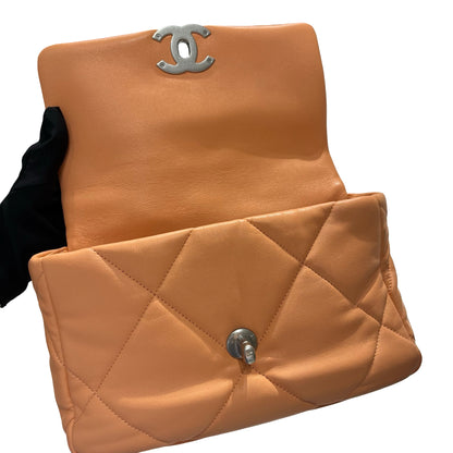 Used CHANEL Lambskin Leather 19 Small Cross Body Bag Pink PHW