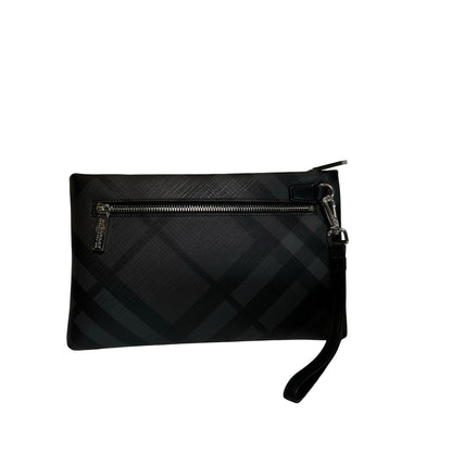 Used BURBERRY London Check Clutch Clutch Black Grey