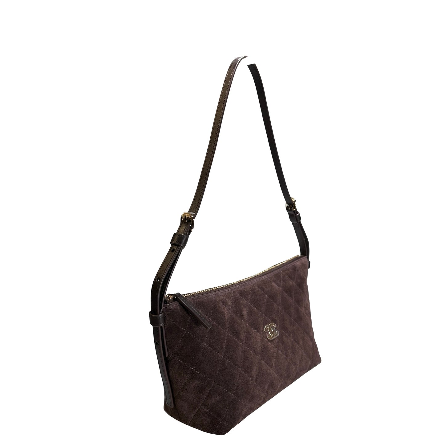 Brand New CHANEL Quilted Suede Quilted Suede Shoulder Bag Shoulder Bag Brown GHW