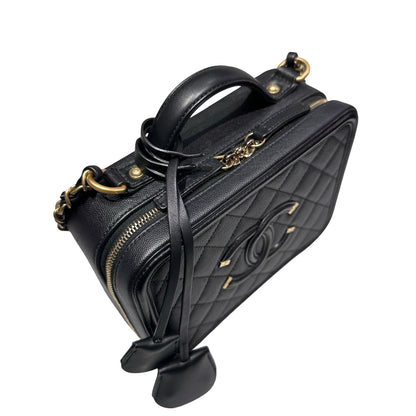 Used Chanel Vanity Case Chain Shoulder Bag Black GHW