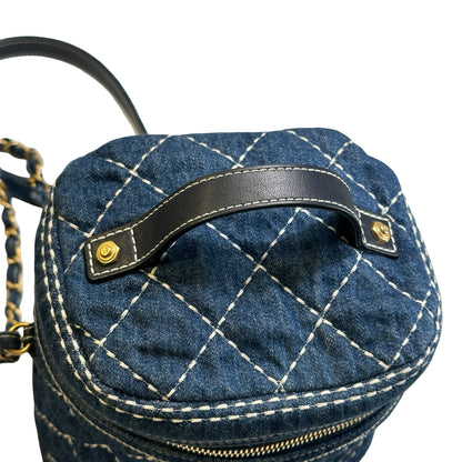 Used CHANEL Denim Bucket bag Cross body bag Denim blue