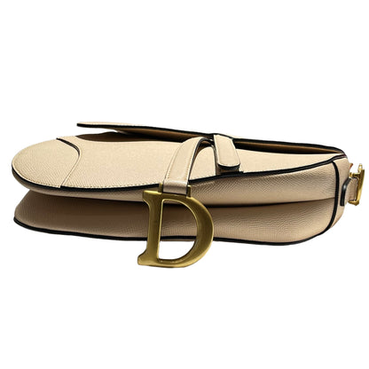 Used Dior Saddle Shoulder Bag Beige GHW