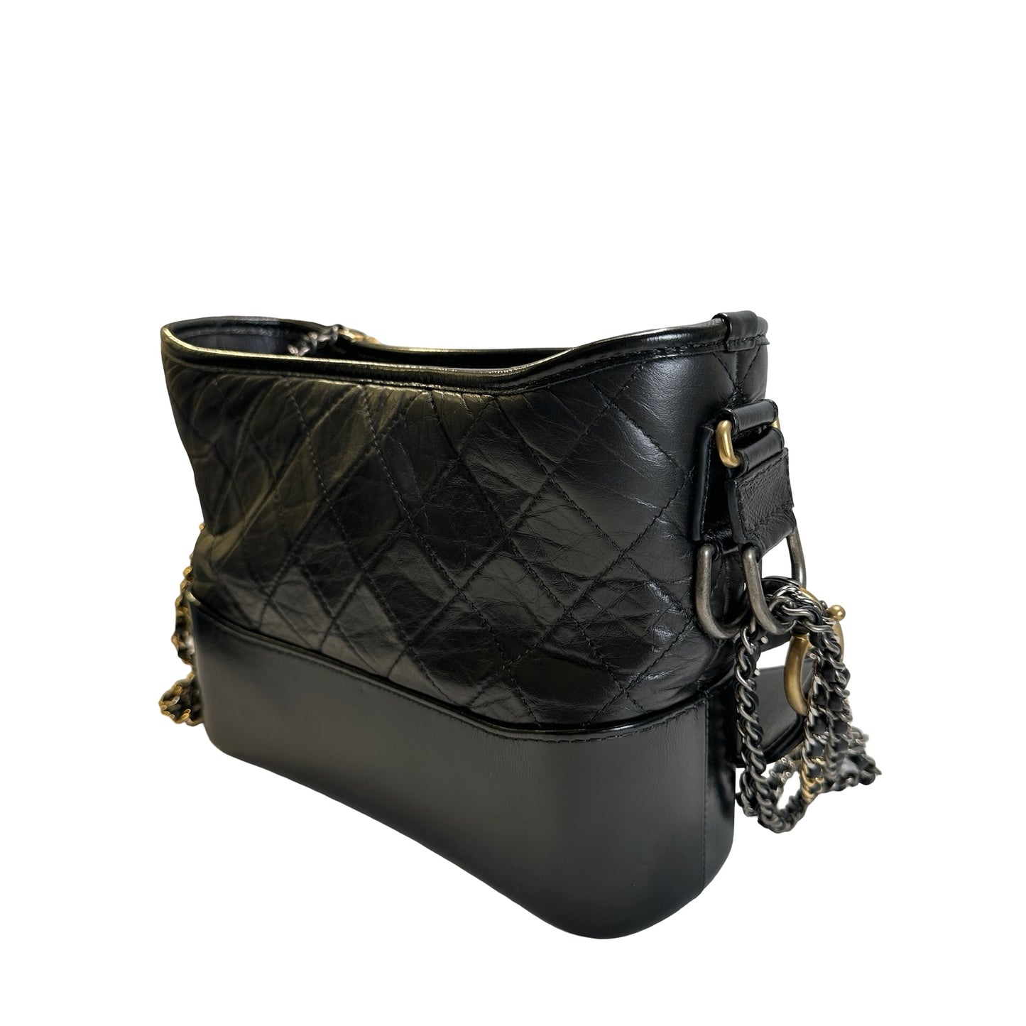 Used CHANEL Quilted Calfskin Gabrielle Hobo Shoulder Bag Black
